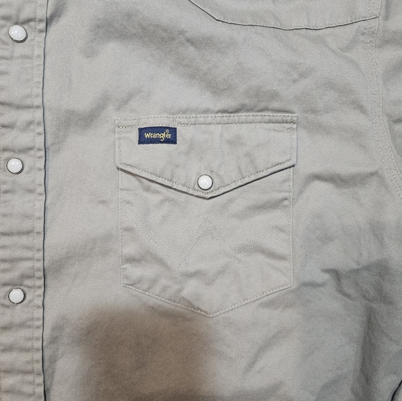 Wrangler Men's XXL Western Canvas Shirt Khaki Snap Button Long Sleeve Workwear - Picture 2 of 8
